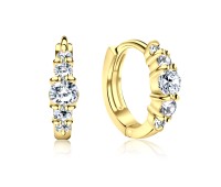 Gold Plated Triple Stones Huggies Earring STHG-01-GP